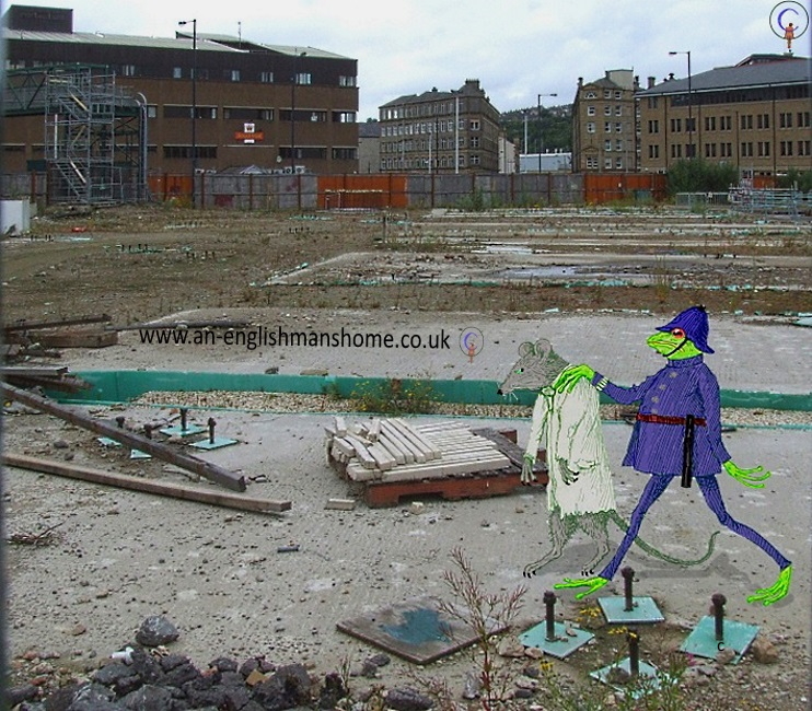 Giant Rat collared in Forster Square, Bradford August 2010.