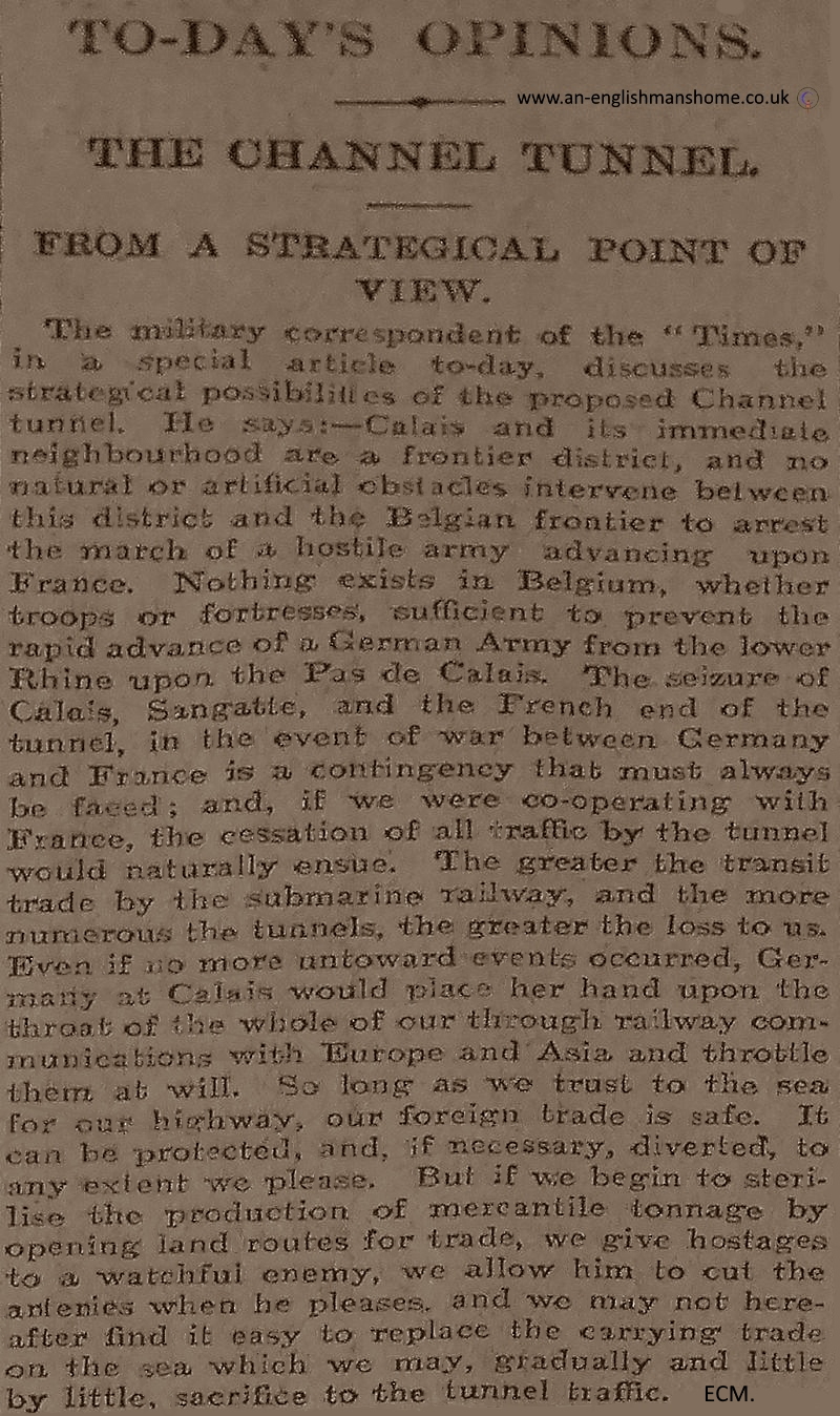 The Channel Tunnel. 1907