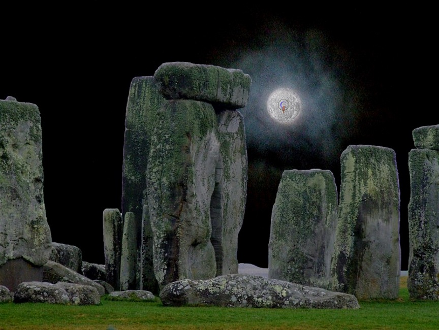 Stonehenge at night.