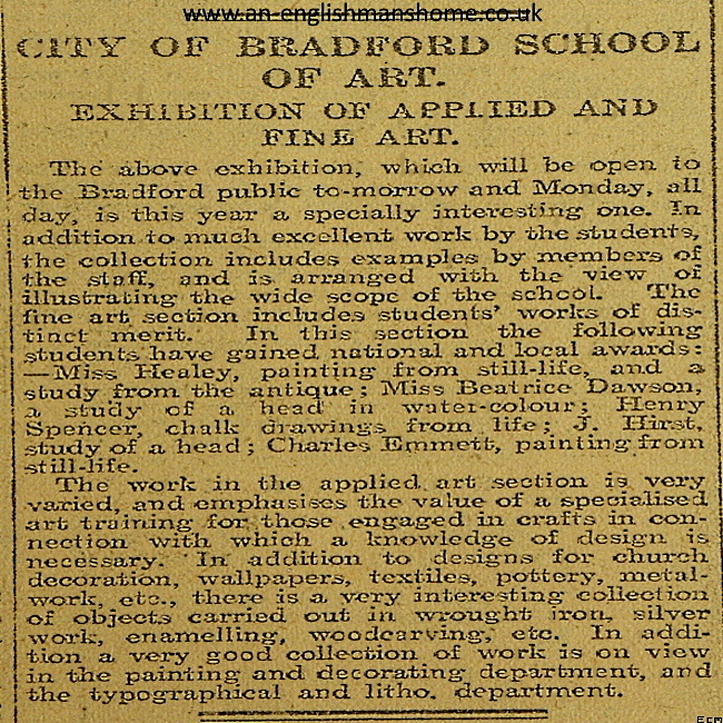Bradford School of Art 1907.
