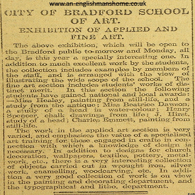 Bradford School of Art 1907.