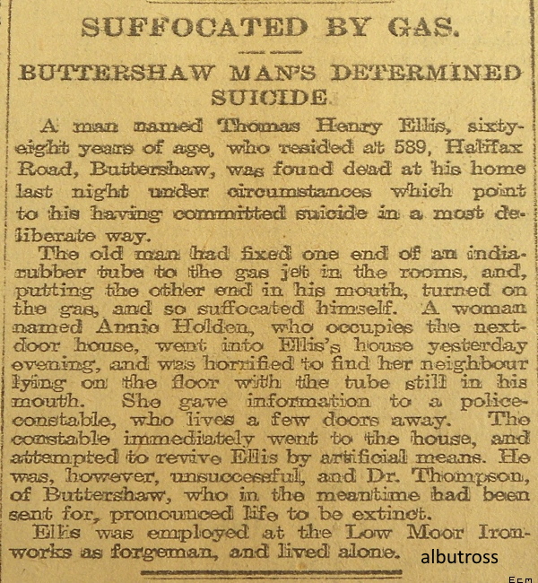 Suicide ny Coal Gas 1907.