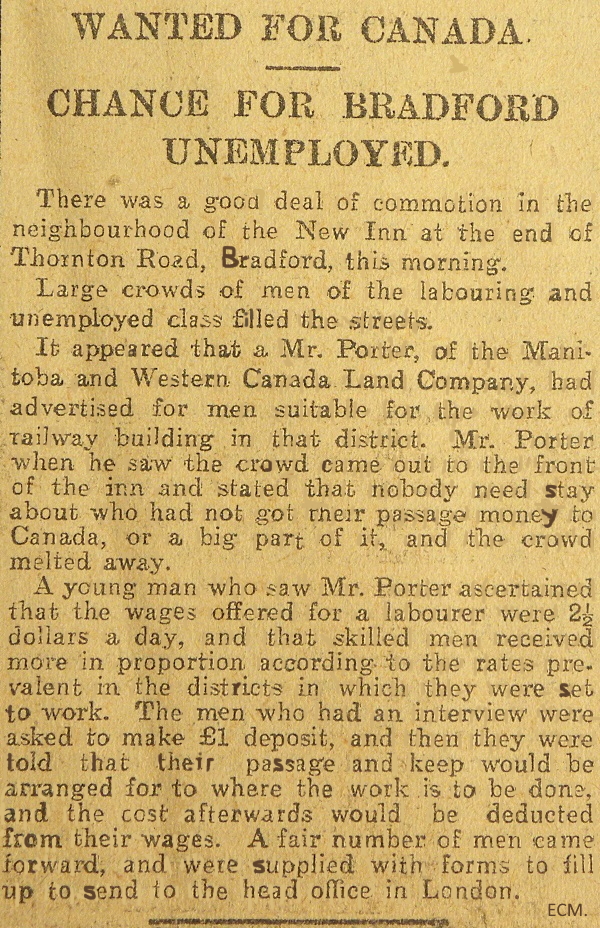 A Job in Canada 1907.