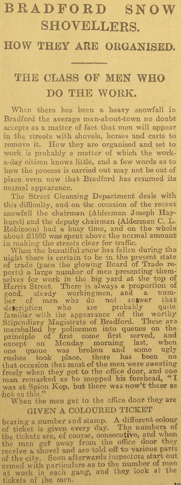 A Job Snow shovelling 1907.