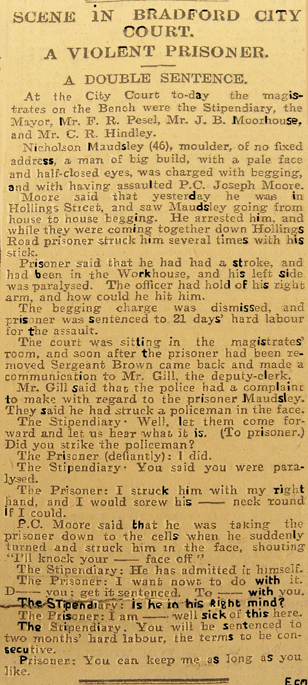 A violent Prisoner 1907.