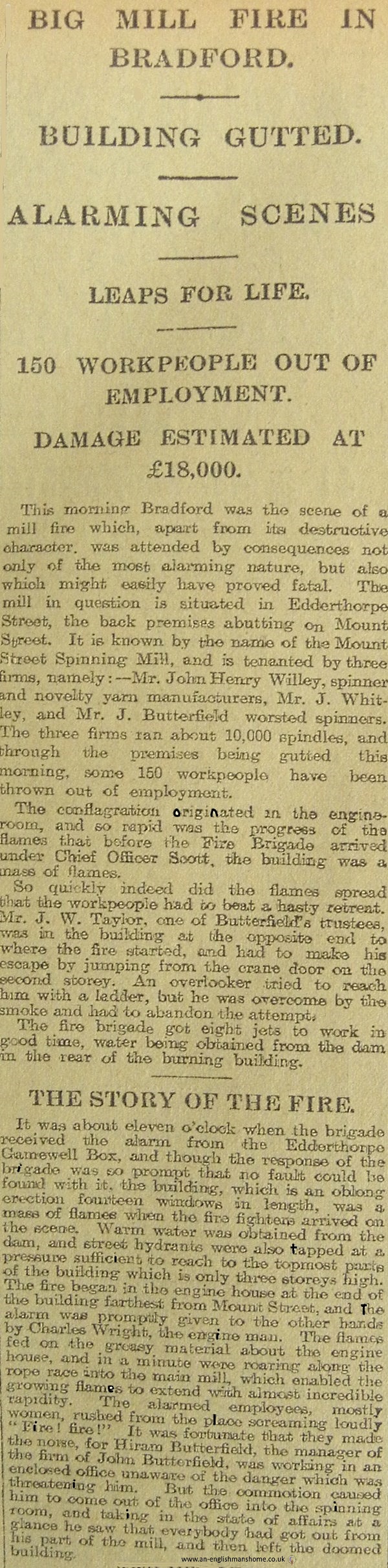 Mount Street Mill fire 1907.