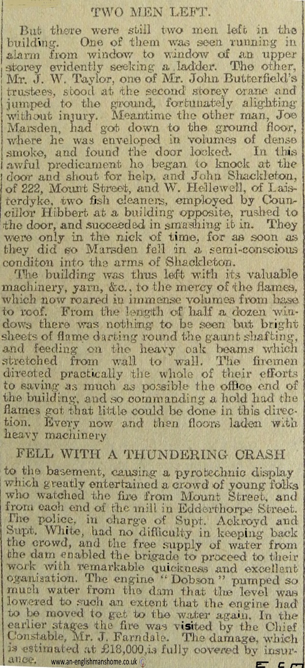 Mount Street Mill fire 1907.