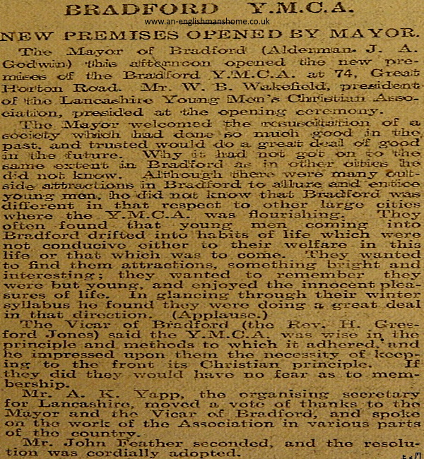 Y.M.C.A. Bradford, England 1907.