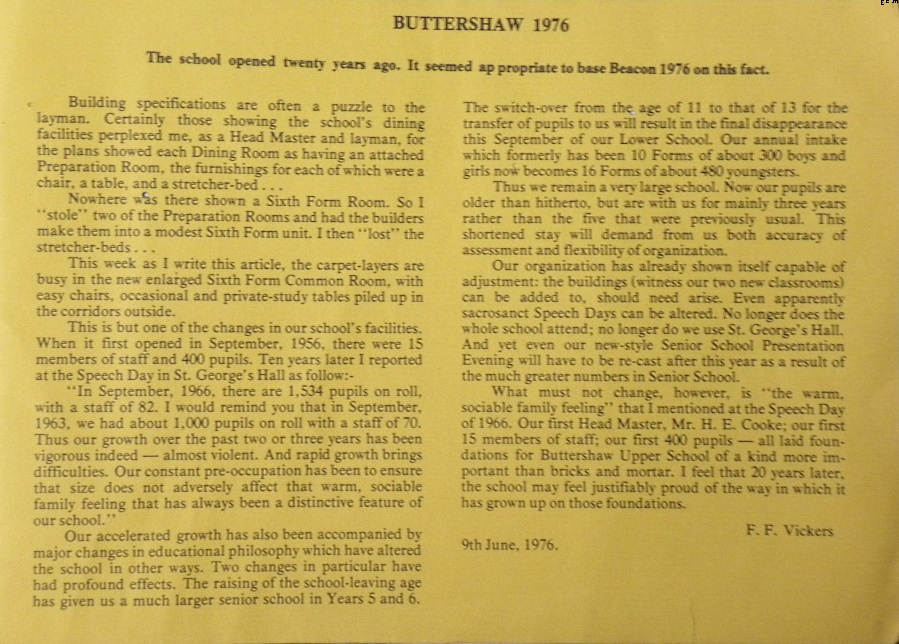 Buttershaw School 1976.