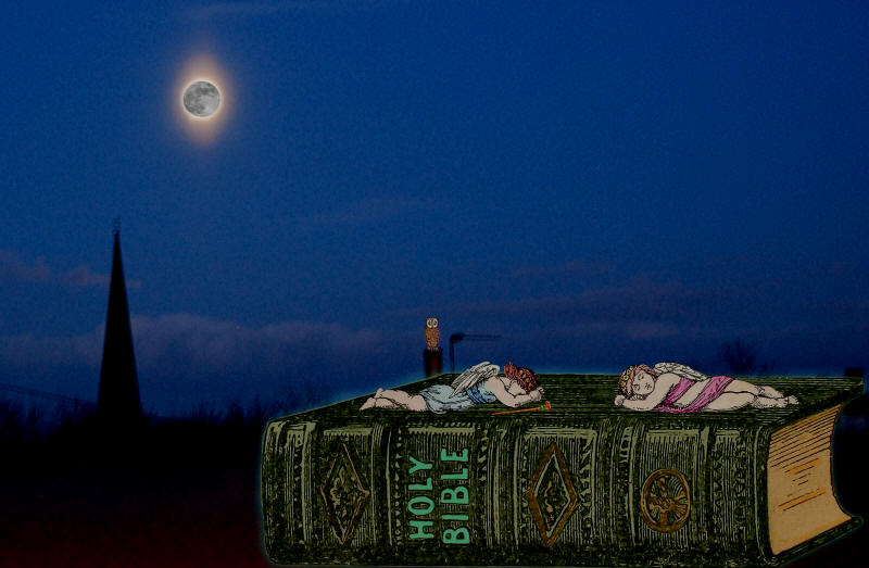 Asleep in the darkness of night.