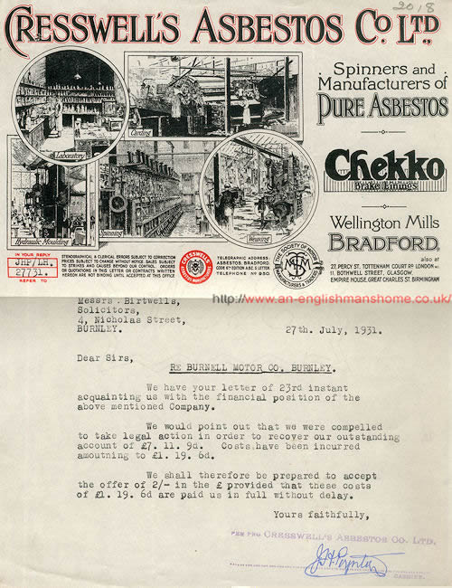 Cresswells Asbestos, Bradford, England.