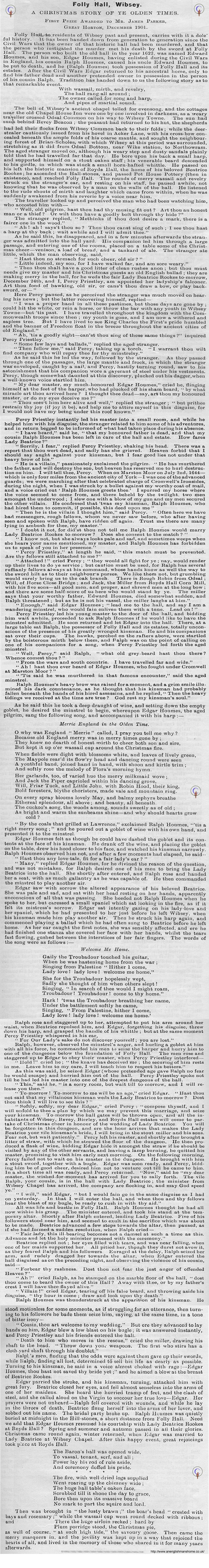 A Story of old Folly Hall.