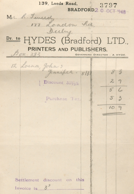 Hydes Printers, Leeds Road, Bradford.