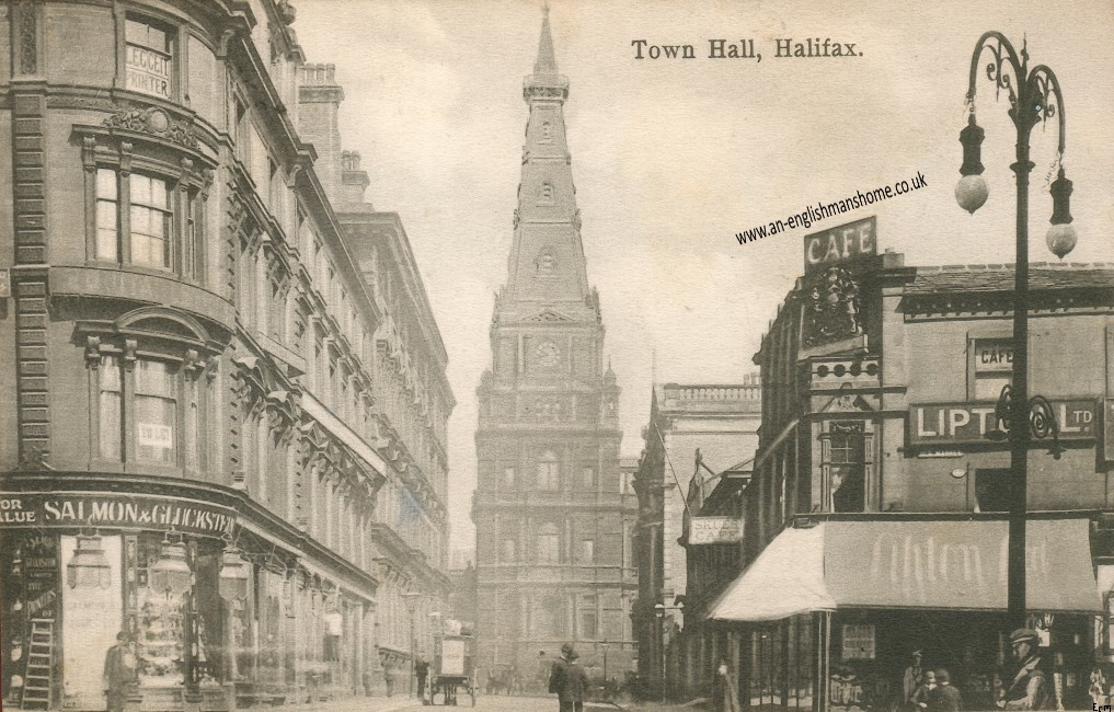 Town Hall Halifax England on a Postcard.