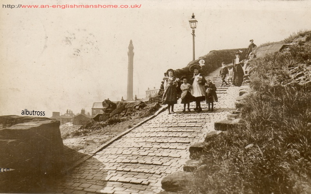 People at Wainhouse Tower, Halifax, England.