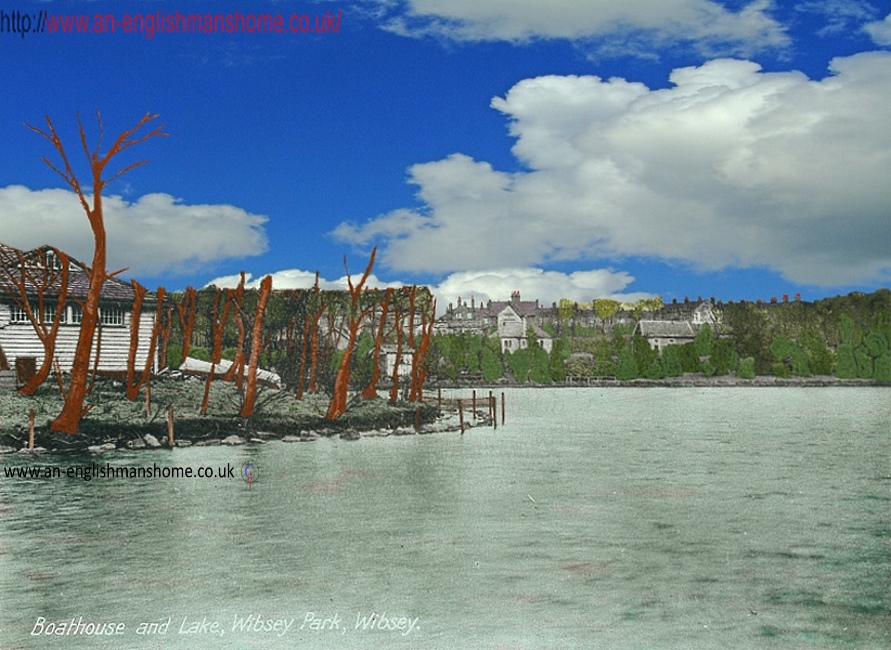 Wibsey Park Lake with Boats and Hut on the Island.