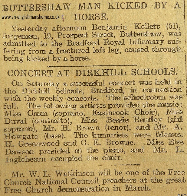 Buttershaw Man kicked by a Horse 1907.