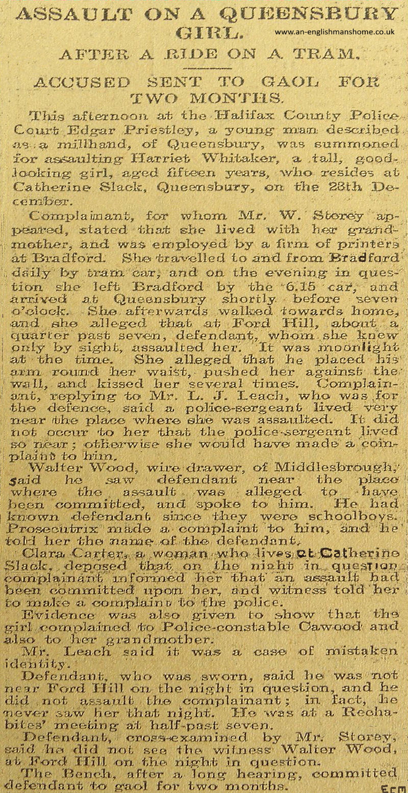 Unwanted Kisses in Queensbury 1907.