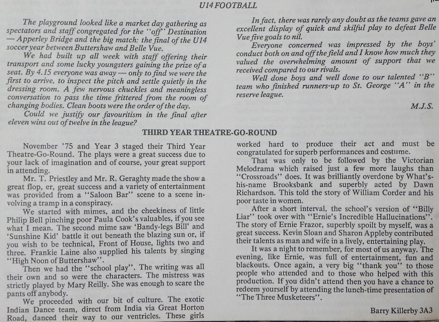 Buttershaw School 1976.