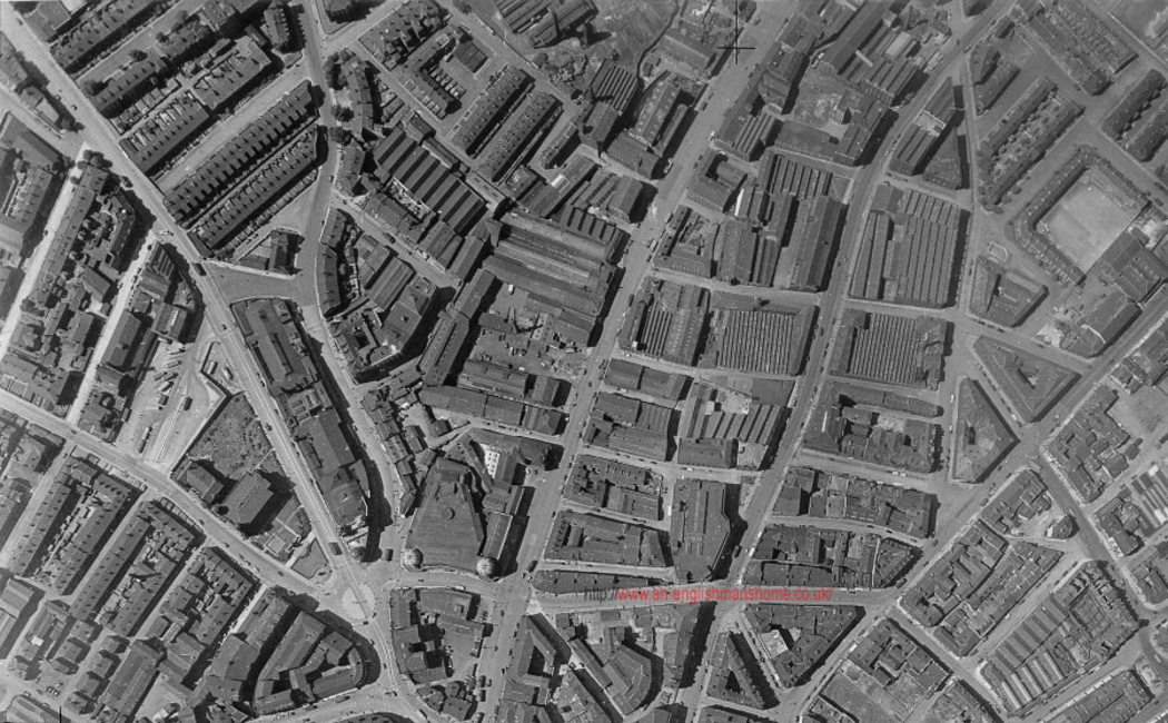 Ariel pictures of Bradford City Centre 1940s.