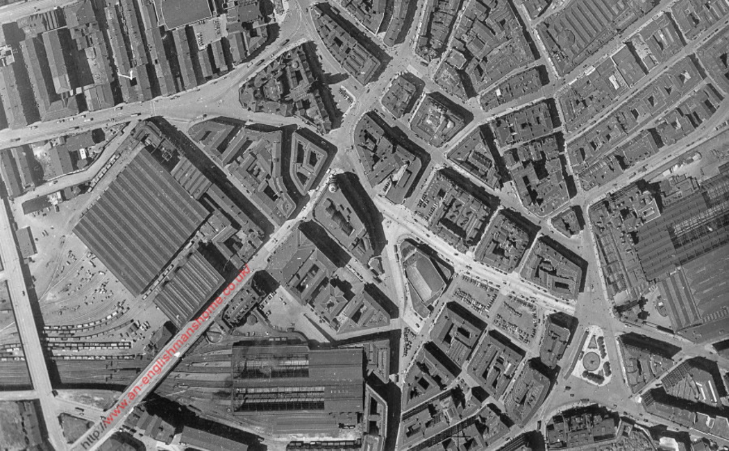 Ariel pictures of Bradford City Centre 1940s.